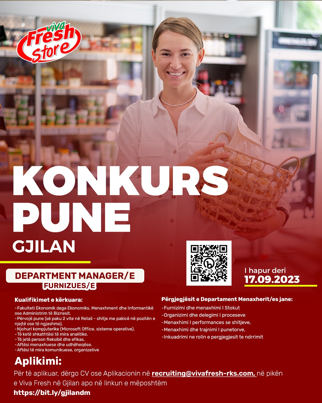 Department Manager/e , Furnizues/e